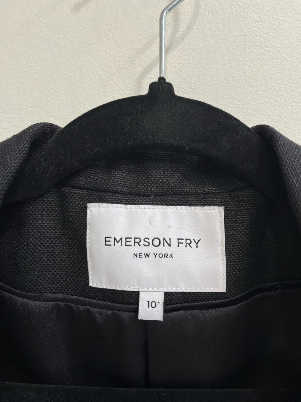 Emerson Fry Wingtip Black Linen Silk Blazer Size 10 - Picture 9 of 10